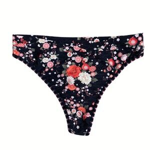 BYDEE AUSTRALIA Sakura Black Floral Print Cheeky Bikini Bottoms Size XL Designer